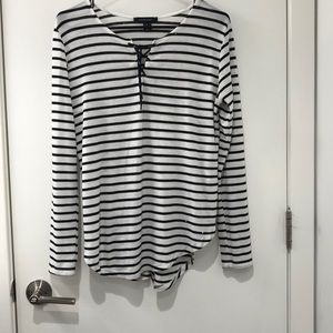 Black and white striped blouse